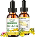 Mullein Drops for Lungs, Lung Detox & Cleanse for Smēķētājs, Organic Mullein Leaf Extract for Lungs w. Plūškoka, Ingvera, Mullein Tincture Alkohols bez elpošanas plaušu veselībai 2 FL/OZ