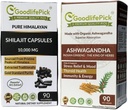 Himalaju Shilajit Kapsulas un ashwagandha kapsulas Iepakojums ar 2. 90+90 zelta Standarta Premium kvalitāte Max pabalstiem. Visi dabiskie neĢMO Nav rīsu pulvera Nav filera Nav silīcija dioksīda Nr. stearāts
