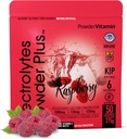 PulverisVitamīnu Elektrolītu Pulveris Plus (50 Servē) Aveņu Elektrolītu Pulveris Zero Calorie Keto, 0 Cukurs, Nē Maltodekstrīns, 1000mg Kālija,120mg Kalcijs,120mg Magnijs, hidrācija Pulveris