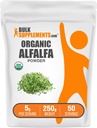 BulkSupplements.com Organic Alfalfa Grass Powder - Alfalfa papildinājums, Green Superfood Powder - Vegan & Gluten Free, 5g per Serving, 250g (8.8 oz) (1. iepakojums)