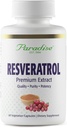 Paradīzes augi Resveratrols, Antioksidants, Superpodens, Ultra Pure, Vegan, NeĢMO, Bez lipekļa, 60 Veģetārās kapsulas