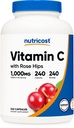 C vitamīns ar Rose Hips 1025mg, 240 Kapsulas - C vitamīns 1 000mg, Rose Hips 25mg, Premium, ne-GMO, bez lipekļa piedevas