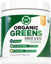 Organiskās zaļās vielas pulveris - USDA Organic - Ne-GMO - 15 Superfoods - Detoksikss un imūnā veselība Ieguvumi, tostarp Spirulina, Matcha Zaļā tēja, un Ashwagandha - 30 Kalpo