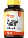 Sundance kalcija citrāts ar vitamīnu D3 - 400 mg - 120 Caplets - Petite - Veģetārs, bez GMO un lipekļa piedevas