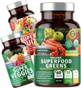 Number 1 Nutrition N1N Premium Superfood Greens [28 Spēcīgas sastāvdaļas] un Super Fruits & Veggies papildinājums [40 Veseli pārtikas produkti] - Complete Superfood Candle, 2 Pack