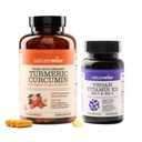 NatureWise kurkumīns Turmeric 2250mg ar BioPerine un vegan vitamīns K2 MK-7 100mcg un MK4 500mcg - 180 Grāfs & 90 Softgels