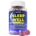 Melatonīns bez miega gumijas, ar magnija glikolātu, GABA, 5-HTP, L-teanīnu, baldriānu, kumelītēm, citronu balzamu, vitamīnu D3 un B6 - bez hormoniem, bez cukura, bez cukura