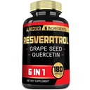 6in1 Trans Resveratrol Papildinājums ar vīnogu sēklām, piena dadžiem un vēl - Resveratrol 1000mg - Imūnsistēmas, sirds veselības, ķermeņa vadības - 180 kapsulas