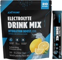 Extreme Electrolyt Drink Mix ar Nātriju 60mg, Kāliju 200mg, Taurīna hidrācijas pulveris, Nulle Cukurs, Nulle Kofeīns, NeĢMO, Nulle Gluten, Zema Calorie, Lemon Flavor (20 Paketes, 20 dienu piegādes)