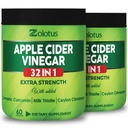 Zolotus Apple Cider Etiķis 32in1 kapsulas ar kurkumas, kanēļa, piena daiviņu, berberīnu, plūškoka, kvercetīna - (2 iepakojumi) 60 kapsulas