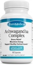 EuroMedica Ashwagandha Complex - Papildinājums atbalstam Adrenal Health - Ashwagandha Papildinājums ar Rhodiola Rosea ekstraktu - Augu Papildinājums atbalsta enerģijai un koncentrācijai - 60 kapsulas