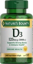 Dabas bounty vitamīns D3 5000 SV softgeli, ātra atbrīvošanās, imūns atbalsts, D vitamīna piedevas, 240 Ct