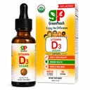 GreenPeach šķidrums Vegan Organic vitamīns D 400 līdz 1600 SV - D3 pilieni toddler, bērni, bērni un zīdaiņi, D vitamīna bērnu pilieni, dabiski, 60 Servējumi