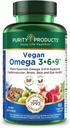 Tīrība Produkti Omega 3-6-9 Vegana un Veģetārā formula - “5 in 1” Essential Taukskābju komplekss - zinātniski sintezēts Augu bāzes omega 3 6 9 Essential Taukskābes (EFA) - no (60)