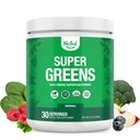 Nested Naturals Super Greens Dienas Superfood Powder - Sertificēts USDA Organic Green Powder w/20+ Veseli pārtikas produkti, Spirulīna Pulveris,Wheat & Miežu Zāle - Probiotikas, Fiber & Fermenti - Original Flavour, 30