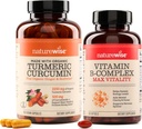 NatureWise kurkumīns Turmeric 2250mg & Vitamīnu B komplekss sievietēm un vīriešiem - 150 Softgels Celulārā enerģija Garīgā skaidrība Atbalsts