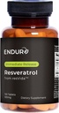 Endur Resveratrol, Veselīga novecošana un sirds un asinsvadu atbalsta papildinājums, Tūlītēja atbrīvošanās Antioksidants vīnogu ādas ekstrakts, bez lipekļa, 100mg (150 tabletes)