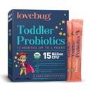 Lovebug bērnu probiotisks pulveris ar prebiotisko Fiber - Toddler Immunity Atbalsts un aizcietējums Relief - USDA Organic Probiotikas bērniem Gut & Digestive Health (Ages 1- 4) - 30 Pack (Nearomatizēts)
