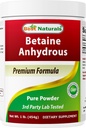 Best Naturals Betaine Bezūdens trimetilglicīns (TMG) Pure Pure Powder 1 Pound (1 LB (1. iepakojums))