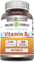 Apbrīnojami Formulas B6 vitamīns (piidoksīns) 25 Mg Papildinājums 