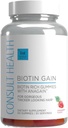 Konsultācijas veselības BIOTIN GAIN Gumijas ar ANAGAIN - Samazināt matu zudums - klīniski pārbaudīts - 10 000 μg Biotīns B7 vitamīns, lai atbalstītu veselīgu matu augšanu, ādas un nagus sievietēm un vīriešiem - 60 Count