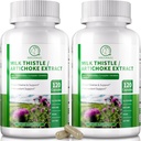 Aknas attīra Detox & Remonts 120 Kapsulas, 16-in-1 Ārstniecības augu Aknu Atbalsta Papildinājums ar Piena Thistle, Artichoke, L-Ergotioneine, Turnjujube Dandelion Ekstrakts Aknām Atjaunot & Antioksidants (2 Paka)