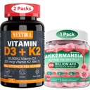 D3 vitamīns 20 000 SV + K2(MK7) 200mcg Softgels + Akkermansia Probiotikas Gumijas ar prebiotikām Fiber
