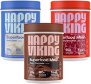 Happy Viking Chocolate, Vanilla and Strawberry Powder, by Venus Williams, 20G Protein, Low Carb, Keto, Vegan, Gluten-Free, Superfoods, Complete Meal Replacement, 3 kārbas (24 oz. Katrs)