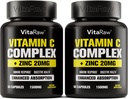 C vitamīna papildinājums 2 Iepakojums (120 Veggie kapsulas) - 1500mg ar Cinku 20mg - Augstākā Absorbcija C vitamīna Imūnās palīdzības komplekss - C vitamīna kapsulas un cinka Vitamīni pieaugušajiem, Vit C Imūnpalīdzība Vegan