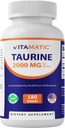 Vitamatic Taurine 2000mg Veģetārās tabletes, 180 skaitīšanas tabletes, bez GMO, bez lipekļa