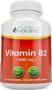 Tīri Holistisks vitamīns B2 Riboflavin 400mg - 240 Vegan kapsulas, 8 Mēnesis Apgāde - Augsta stipruma B2 Vitamīni - Nav ĢMO un lipeklis Bezmaksas - Atbalsta enerģijas ražošanu un šūnu veselību