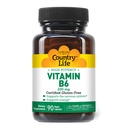 Country Life Vitamīnu B-6, augstas potences, atbalsta enerģiju un nervu sistēmu, 200mg, 90 Vegan kapsulas, Certified Gluten Free, Certified Vegan, Certified Halal...