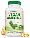 OmegaVia Vegan Omega 3 Papildinājums, Algae Omega 3 Zivju eļļa Alternatīva, 300mg Vegan DHA Taukskābes, augu bāzes, Planet and Ocean Friendly, IAOS 5 Star Tested, 60 Softgels