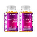 Vitamatic Folic Acid Gumies 1000 μg (1 mg) - essential Prenatal Vitamīni mammai un bērnam - vitamīns B9-120 Vegan Gumies (2)