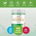 RENEVA Vegan Olbaltumvielu pulveris 15g Augu izcelsmes olbaltumvielas no zirņiem un rīsiem, bez piena produktiem, bez laktozes, bez sojas, bez nulles cukura (dabīgi saldināts ar Stevia)