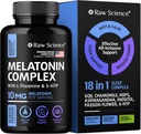 Melatonīns 10 mg miega papildinājums - L Theanine, GABA Calm, L-Tryptophan - Dziļa miega bagātinātāji pieaugušajiem ar Ashwagandha, Passion Flower, Lemon Balm, Chamomile, Magnija Miega atbalsts - 60 kapsulas