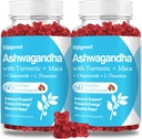 2 Iepakojums Ashwagandha Gummies with L-teanine, Ashwa Root Papildinājums Gummy sievietēm vīriešiem, 120 Jauktas Ogas aromatizēti gumijas