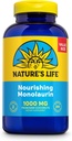 Dabas Dzīvība Monolaurin 1000 mg, Barojošs Monolaurin no dabas Raw Coconut, Imūnās atbalsta papildinājums, Gut Health, līdzsvarota Gut Flora, 60 dienu garantija, 125 Servējumi, 250 Veģetārās kapsulas