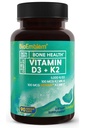 Bioemblem D3 vitamīna K2 kapsulas (5000IU un 200mkg) - patentēts MK7 un MK4 3-in-1 kompleksajam atbalstam - Veģetārs D vitamīna K2 papildinājums zobiem, sirdij, imūnai sistēmai - ne-GMO, 90 vāciņi