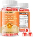Astaksantīns Papildinājumi 6mg + Liposomu vitamīns C 1000mg - Divslāņu - Niacīns B6,B12,folāts,Biotīns - Antioksidanti - Bez želatīna, C60Cts