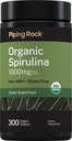 Pīlinga iezis Organic Spirulina - 1000mg - 300 Tabletes - Arthrospira Platensis - Veģetārietis, ne-ĢMO, bezglutēna Papildinājums