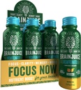 BrainJuice Decaf Smadzeņu atbalsts Shot, bezglutēna papildinājums Shot enerģijai un fokusam, veselīgi dzērieni ar alfa GPC, vitamīns B & Deaffeinated Green Tea Leaf, persiku Mango, 2,5 fl oz, 12 Pack