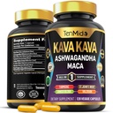Kava Kava Saknes Papildinājums - 8in1 Formula - Apvienot ar Ashwagandha, Maca, Turmeric, Ginkgo Biloba, St. John's Wort, Valerian & Black Pepper - 120 Vegan Kapsulas, 4 Mēnešu Piedāvājums