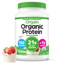 Orgain Organic Vegan Protein Pulveris, Zemenes & Krēms - 21g augu izcelsmes olbaltumvielu, zema līmeņa ogļhidrāti, glutēns/ laktoze nesatur cukuru, nav pievienots cukurs, bez sojas, ne- GMO, 2.03 Lb