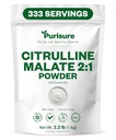 Prizūra L Citrulline Malate 2:1 Pulveris, 1 kg, Papildinājums un nitrāts stipruma veiktspēju un enerģiju, Pre-Workout L Arginine L Citrulline papildinājums Pulveris, 334 Servē