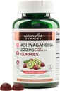 NatureWise Ashwagandha Gummies - Strawberry Kiwi - KSM-66 ar vitamīnu D3 - Kalmējot Mood Support - Veģetārietis - Ne-GMO, Želatīns un lipeklis Brīvs - 60 grāvis[1-mēness piegādes]