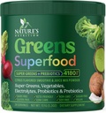 Zaļš pulveris Superfood - Premium Organic Super Greens sulas pulveris - iepakots ar probiotikām, kviešu zāli, enzīmiem, spirulīnu, hlorellu pret gremošanas un zarnu veselību, Gludināšanas dzērienu maisījums - 28 Kalpojumi