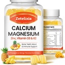 Kalcija Gumijas sievietēm vīriešiem, kalcija magnija cinka ar vitamīnu D3 & K2, kalcija magnija papildinājums B0nes Muskuļi, ananass un Mango Flavor - 120 Skaits