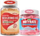 Bezcukura C vitamīns + D3 + Cinka Gumijas pieaugušajiem 50 + Butirātu Gumijas ar probiotikas + prebiotikas + postbiotikas