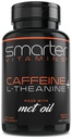 SmarterVitamins 200mg kofeīna tabletes - MCT Eļļa no 100% kokosriekstiem + 100mg L-teanīns, enerģija un fokuss, paplašinātās atbrīvošanas kapsulas, 50 Šķidrie softgeli